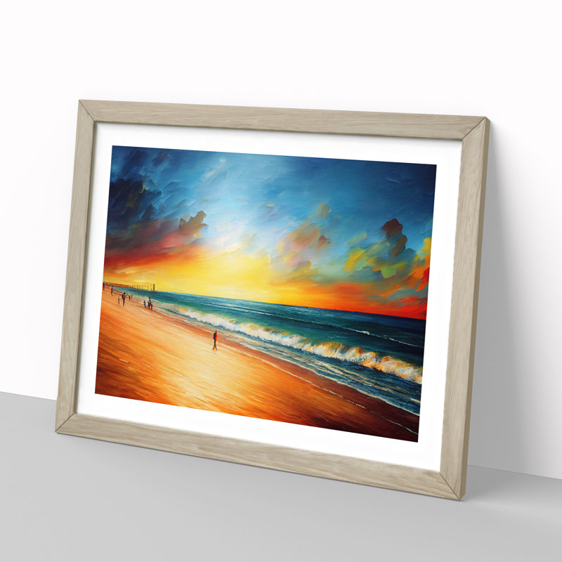 Beach View Vol.2 - Single Picture Frame Painting, 34cm H x 46cm W x 2cm D, Oak