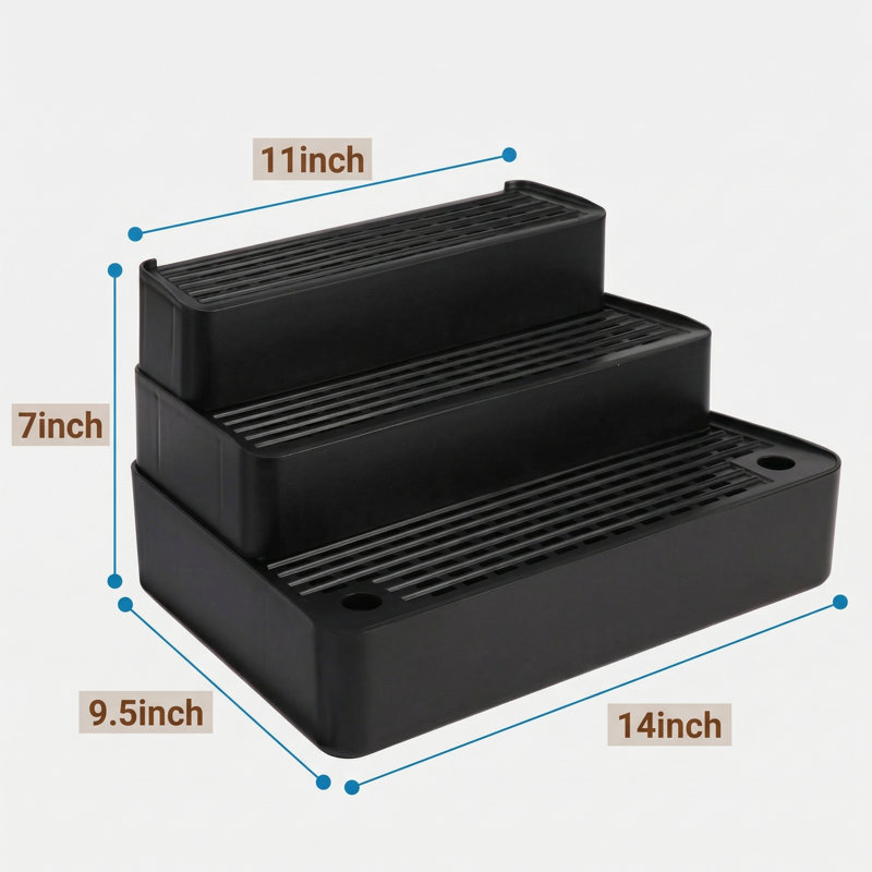 Rampe pour bac à litière réglable en hauteur à 3 marches, comprend 20 sacs à déchets, fonction de filtre, escalier de litière antidérapant pour chat, compatible avec les boîtes automatiques, pour petits et grands chats, noir