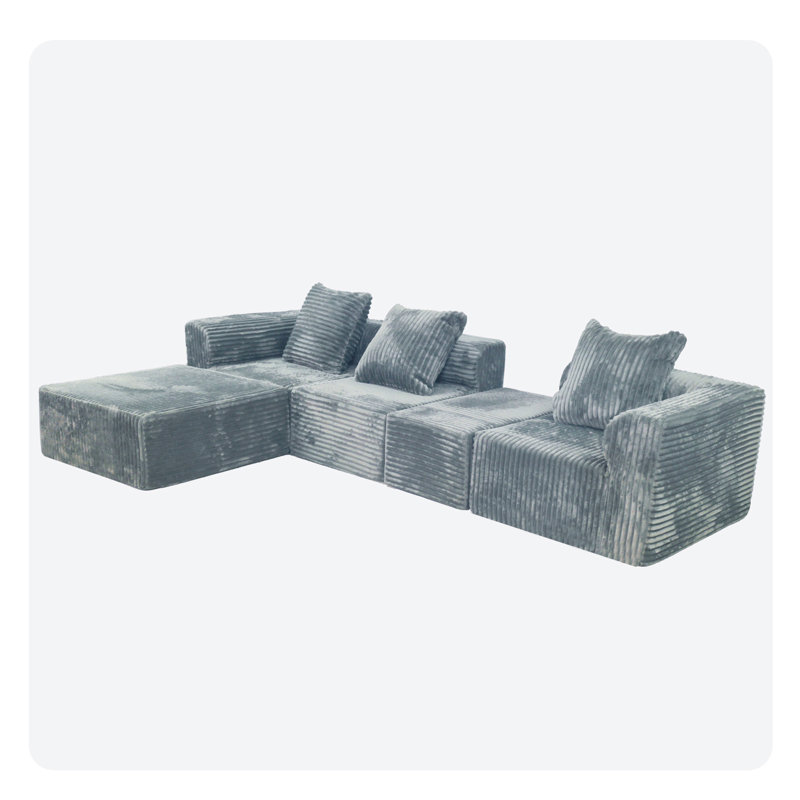 Convertible Modular Sectional Sofa Set Compression Sofa, Gray