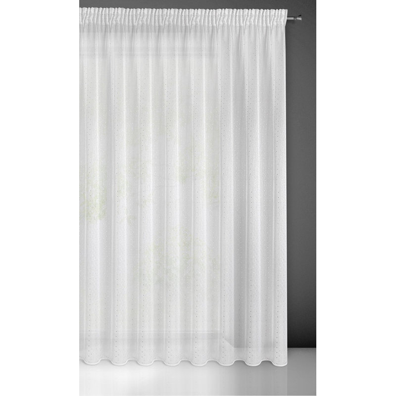 Kaidyn Sheer Curtain Single Panel, White/Silver, 250cm H x 400cm W