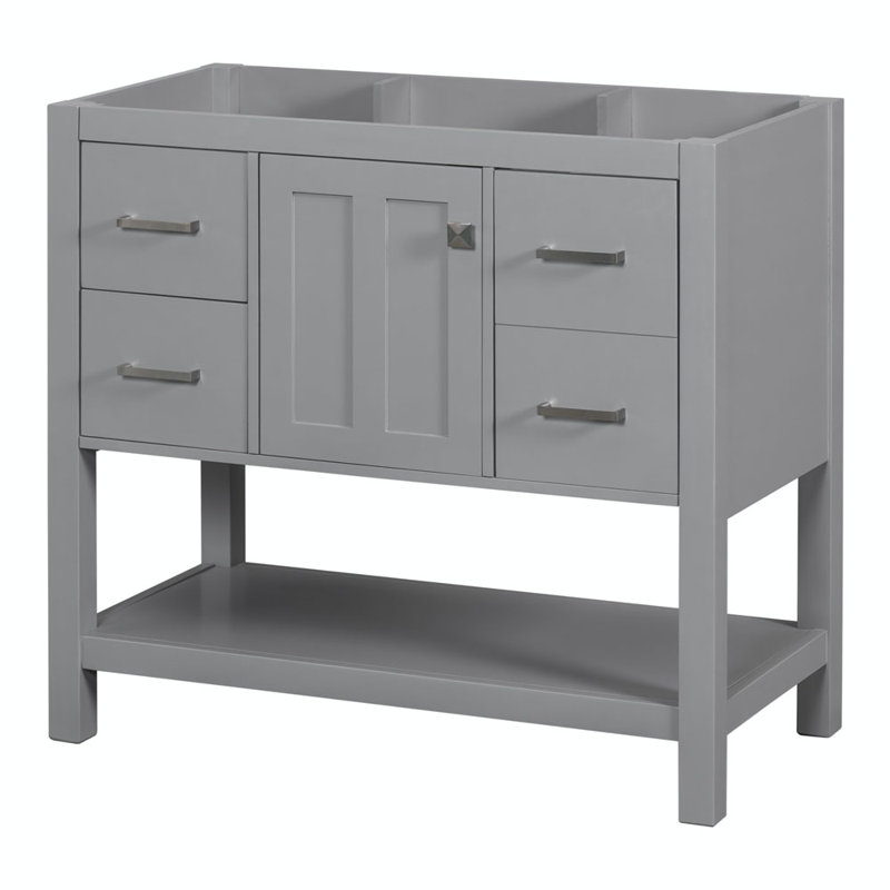 Vashtie 35.4'' Single Bathroom Vanity Base Only, Gray