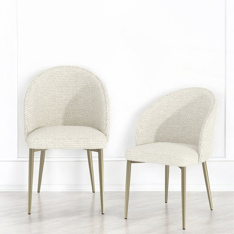 Ensemble de 2 chaises d'appoint en tissu blanc Cora