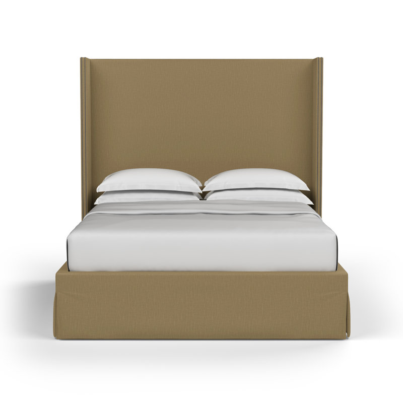 Lit tapissier Kaiser Box, Double, Lin à tissage carré massepain