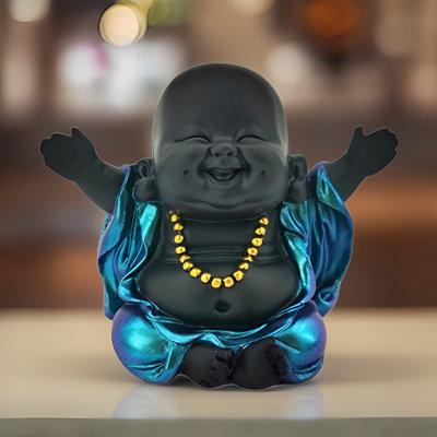 4"W Black Buddha Hands Up Figurine