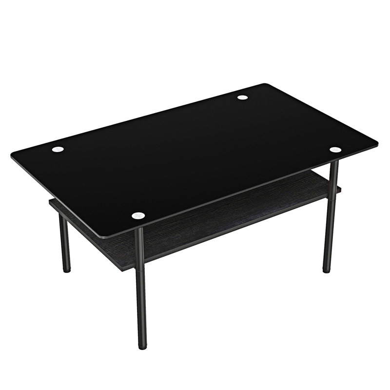 Table basse avec plateau en verre trempé, Black