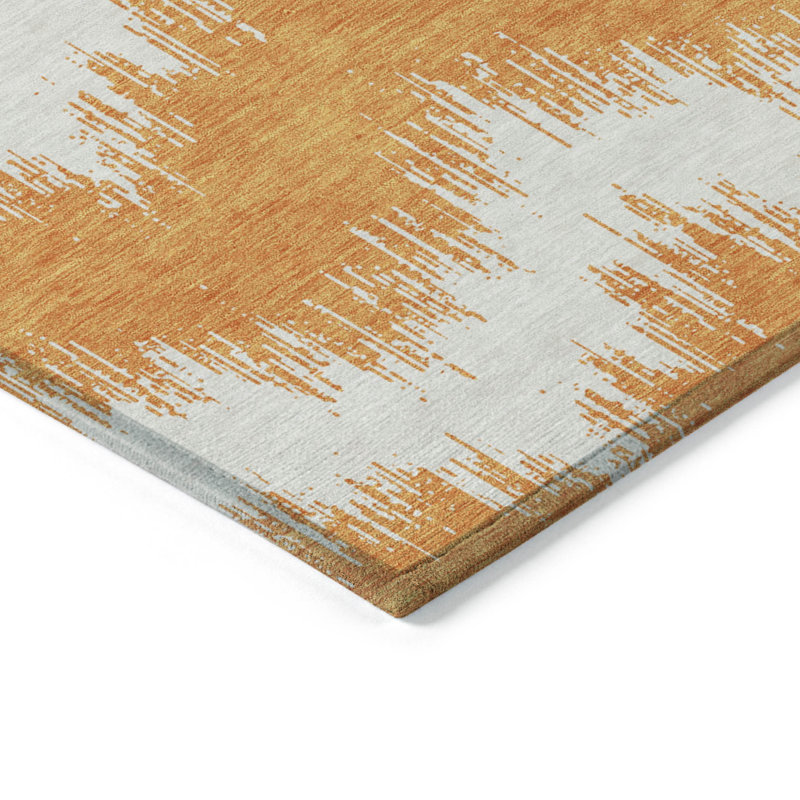 Tapis intérieur lavable à chevrons orange et ivoire 3 pi x 5 pi