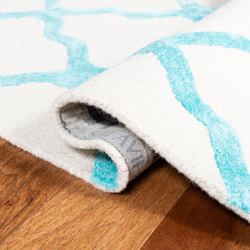 Tapis géométrique en laine et viscose touffeté à la main Cambridge, Carré 6 pi