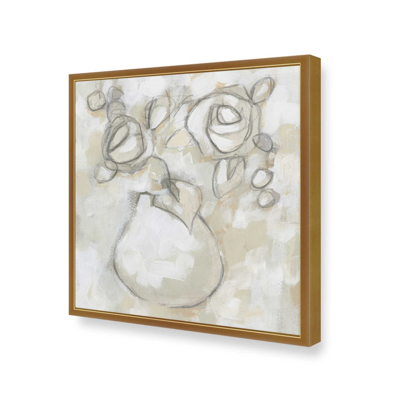 «Bouquet Sketch Impression I» par June Erica Vess, reproduction d'art, H 36 po x l 36 po, Doré