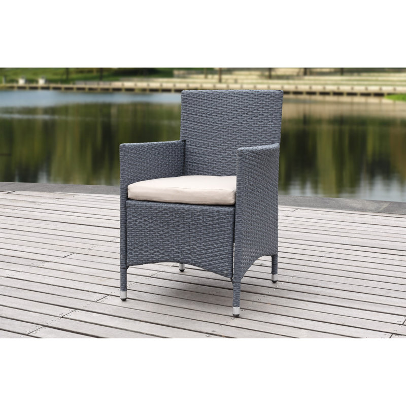 Chaise de patio avec coussin Astrid, Titanium / Gris