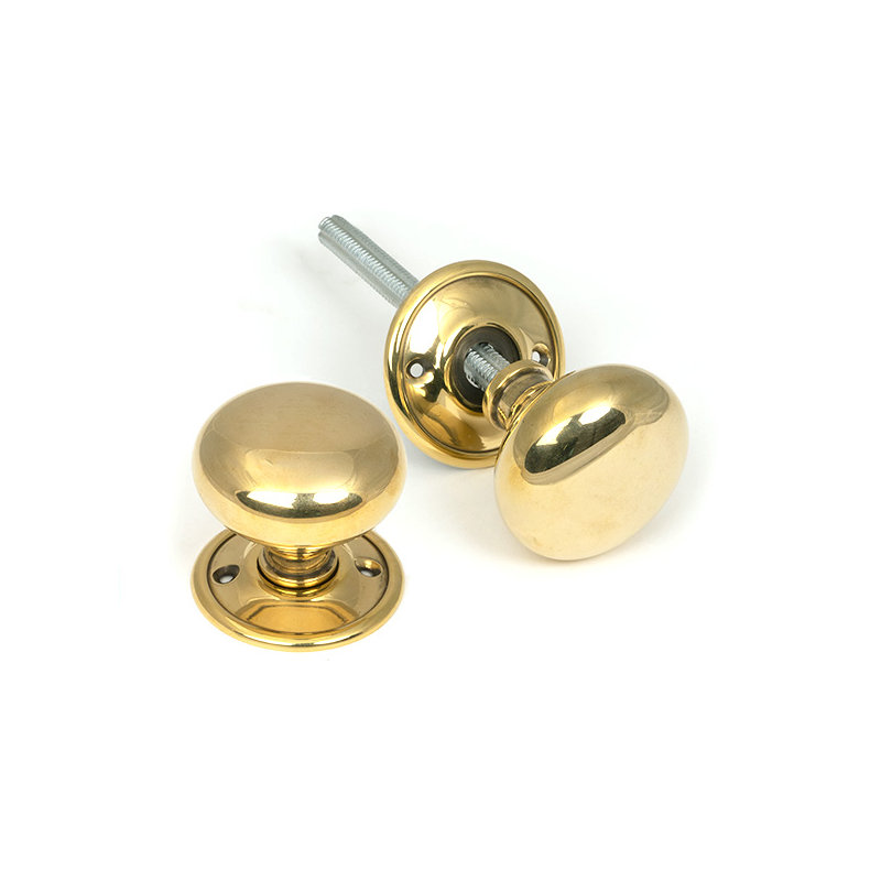 Mushroom Interior Mortise Knobset, Aged Brass