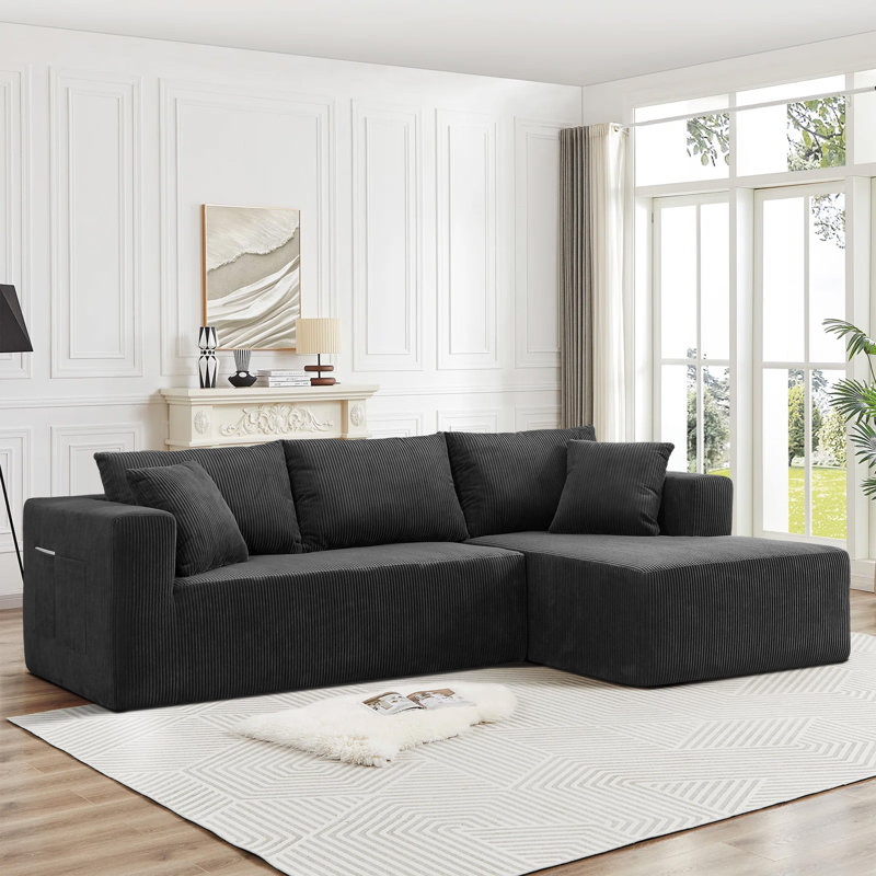 Canapé modulaire en L de Boneless Latitude Run®, Noir, noir, noir, noir