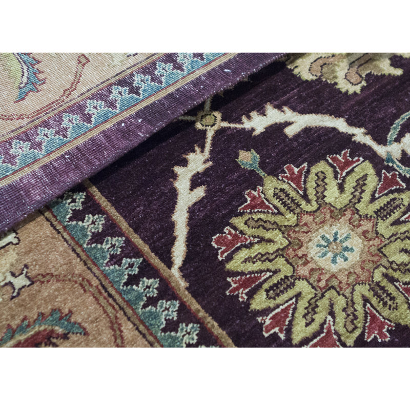 Sultanabad Hand-Knotted High-Quality Aubergine and Gold Area Rug