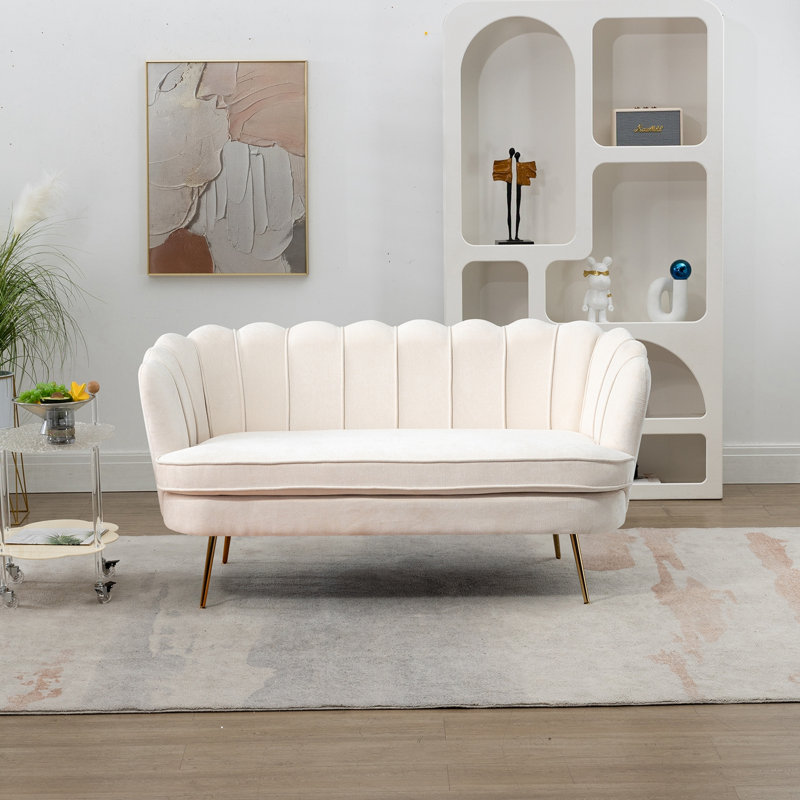Causeuse avec pieds robustes en métal, Beige