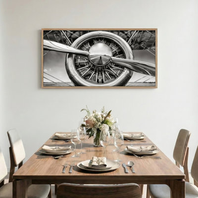 Propeller Engine, reproduction d'art sur toile encadrée, ensemble de 1 x 48 x 24 pouces