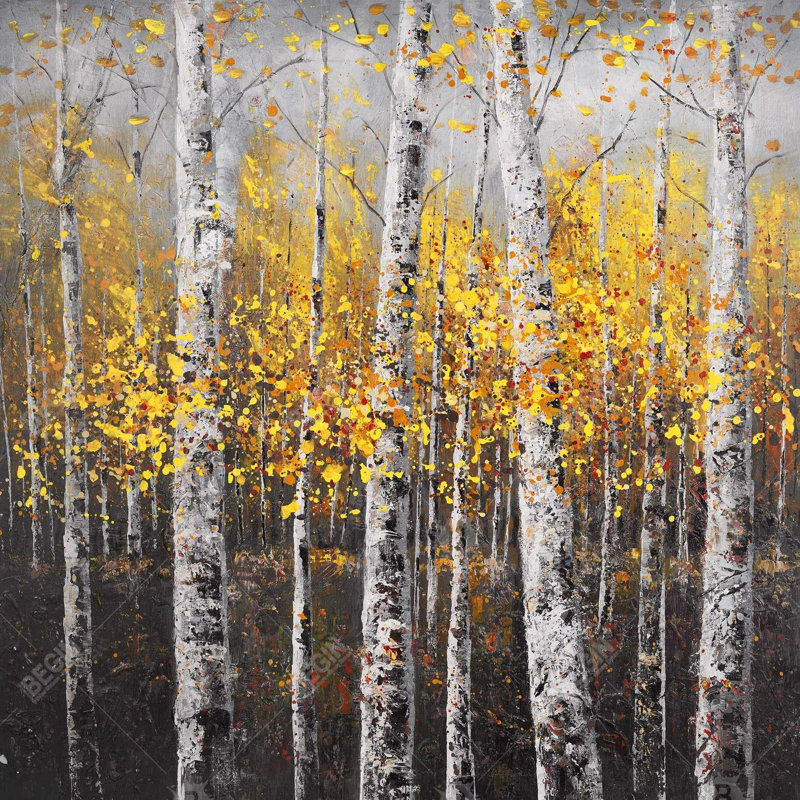 Sunny birch trees - 16"x16" Throw pillow - Poly twill - Print on demand