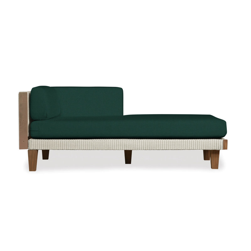 Catalina Outdoor Teak Chaise Lounge, Canvas Black Sunbrella® Canvas, Linen
