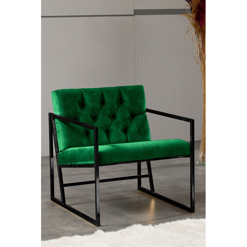 Élégant fauteuil à oreilles, vert, 27,6 po x 29,1 po x 29,5 po | Cadre 100% métal avec pieds en métal | Tissu doux 100% Babyface, hauteur du siège: 18,1 pouces, profondeur du siège: 20,5 pouces, largeur du siège: 26,0 pouces | Parfait pour le salon et la décoration