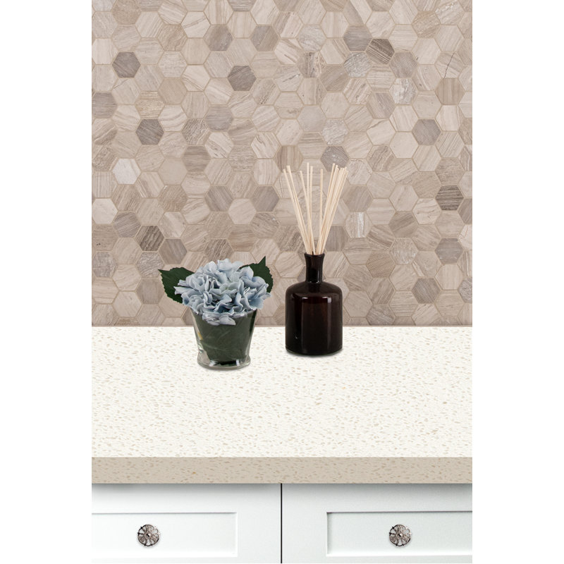Tivoli Sand Honeycomb 12 in. x 12 in. Marble Mosaic Floor and Wall Tile