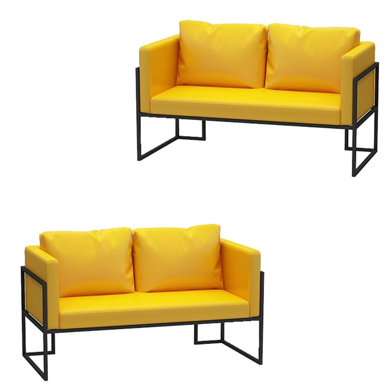 Banc rembourré en similicuir Lorilyn, Jaune