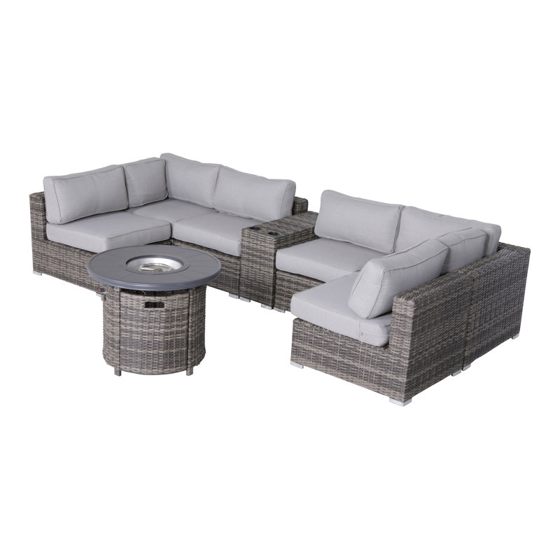 Ensemble de conversation modulaire avec coussins 8 pièces Biles Gray
