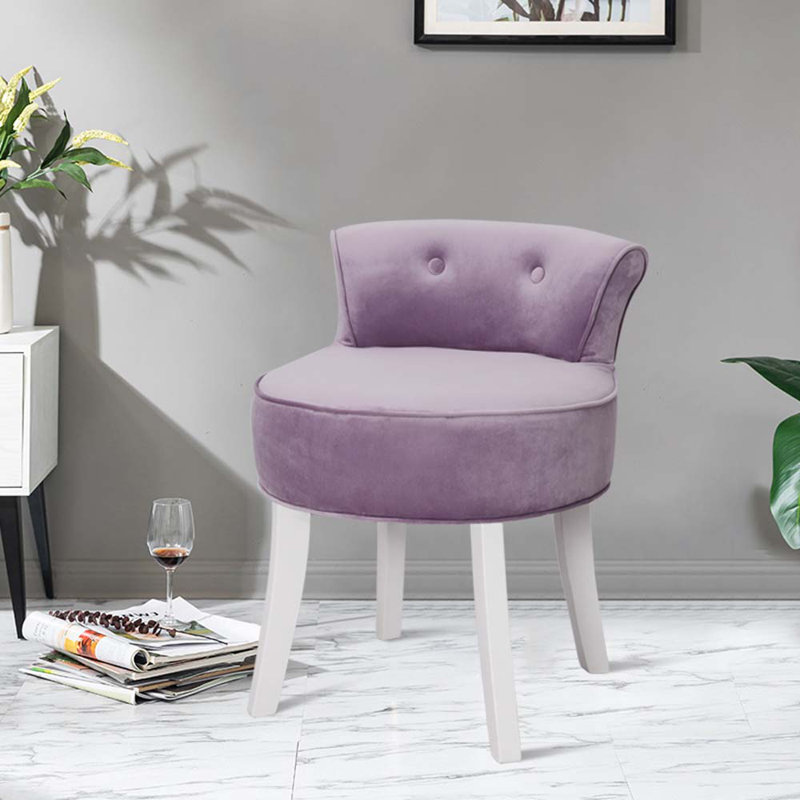 Gall Solid Wood Accent Stool, White, Purple