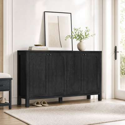 47-in Sideboard Buffet Cabinet 3-Door Modern Wood Credenza Storage Console Table for Hallway Living Room Entryway Black