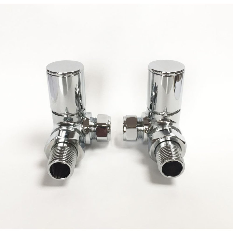 Anthracite Corner Radiator Valves - Pair, Chrome