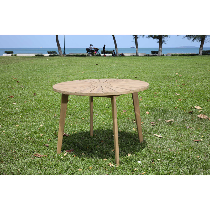 Cabo 4 - Person Acacia Wood Patio Dining Set with Round Table , Cushions Included, Spectrum Indigo Sunbrella® Plainweave