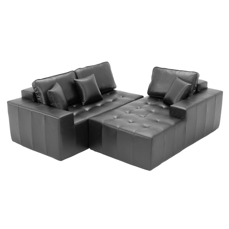 Canapé-lit modulaire à compression, forme en L en similicuir pour la maison