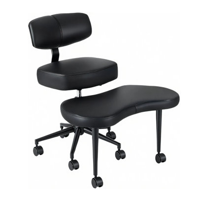 Ergonomic Adjustable Meditation Kneeling Chair with Footstool - PU,385LBS Capacity for Office/Yoga & Back Pain Relief