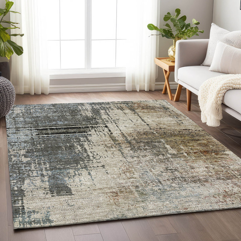 Premium Machine Washable Prisco Beige Rug, Rectangle 10' x 14'