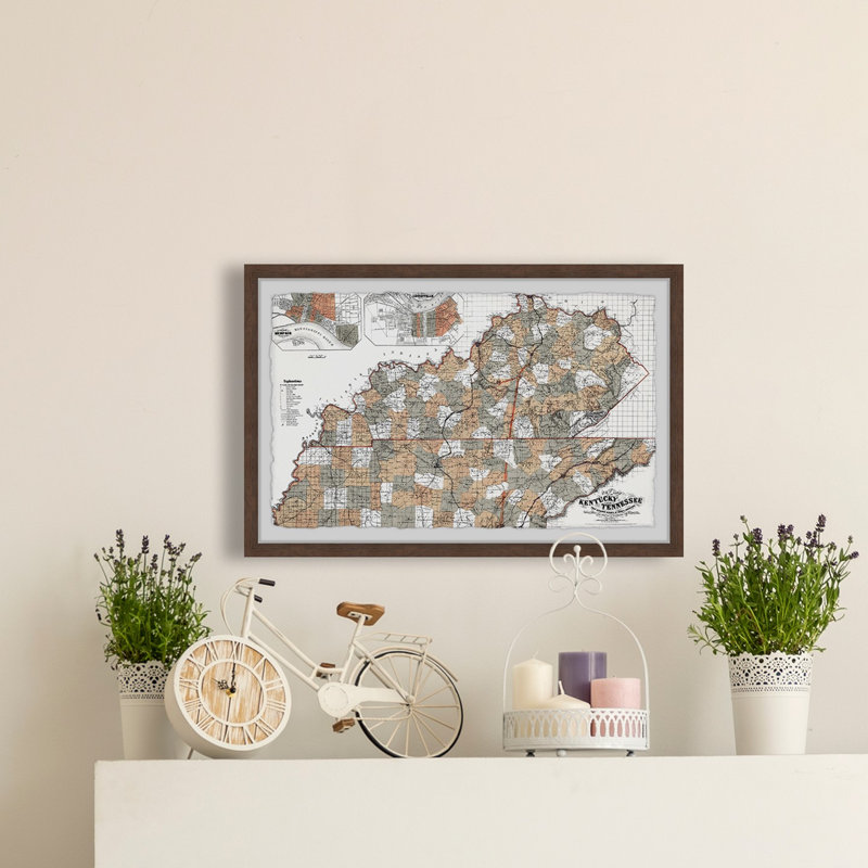 «Kentucky Tennessee», reproduction d'art graphique sur papier encadré, H 20 po x l 30 po x P 1,5 po