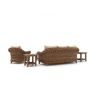 Cayman Sofa, Stationary Lounge Chair, Coffee Table and Side Table 6 Piece Rattan Seating Group with Sunbrella Cushions -  Winston, CAY-6PC-S-ST-2ST