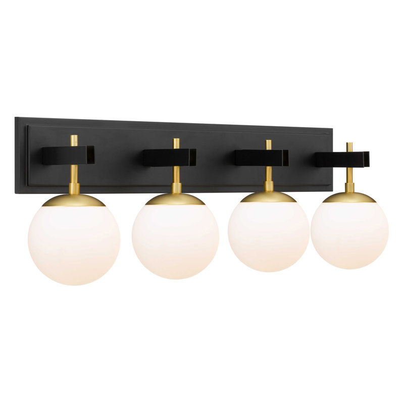 Éclairage pour salle de bain 4 lumières Allie, noir / laiton satiné, Noir / laiton satiné