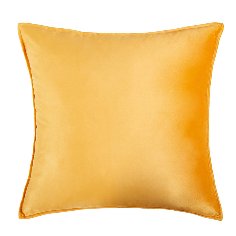 Square Velvet Pillow Cover & Insert, Yellow Orange, 18"H x 18"W