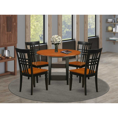 Solid Wood Top - Round Dining Room Set - Seats