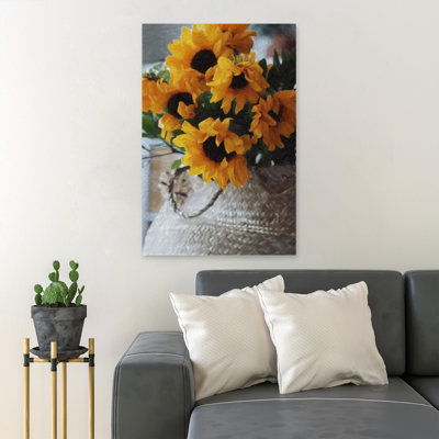 Sunflowers In Bucket - 1 Piece Rectangle Graphic Art Print On Wrapped Canvas