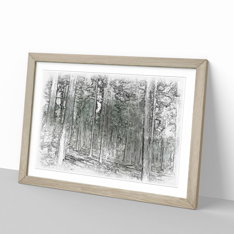 Conifer Tree Forest Vol.2 - Picture Frame Painting, 36cm H x 48cm W x 2cm D, Oak