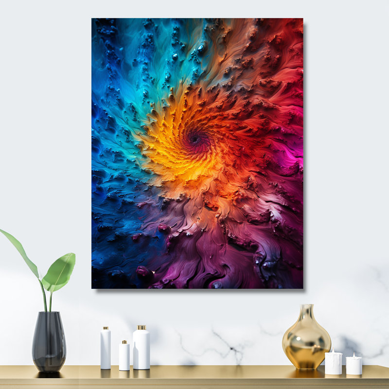 «Colorful Space Fractal Spiral V», impression d'art mural en métal fractal, H 40 po x l 30 po x P 1,5 po