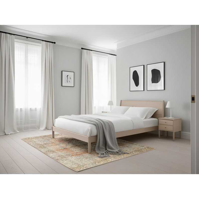 Tapis oriental rose clair / gris Holtby, Rectangle 5 pi x 7 pi