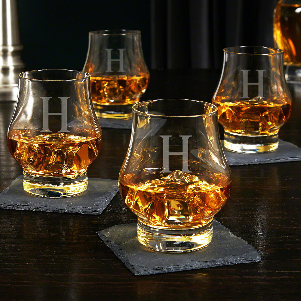 Sculpted Whiskey Glasses, Set of 4 for Whiskey Bourbon Scotch Lovers - Home Wet Bar