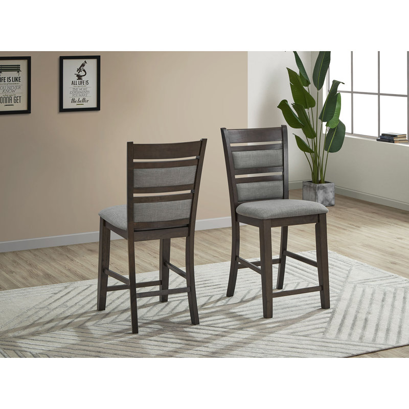 6Pc Wooden Counter Table (+ 18" B. Leaf) Set With Shelves Base, Gray/Light Gray