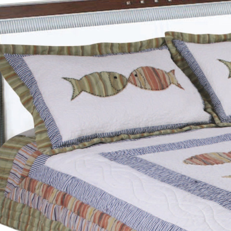 Handcrafted Fish Cotton Throw Pillow