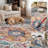 Soft Washable Distressed Vintage Floral Oriental Area Rug in Jewel Tone -1110393039-1121614881