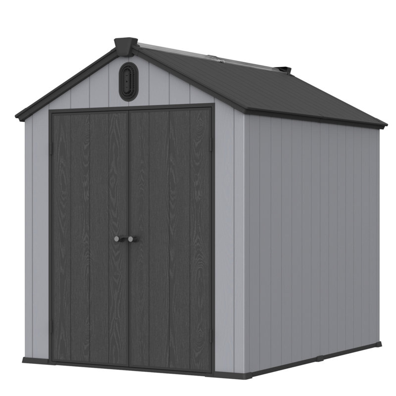 resin plastic storage shed for backyard garden big spire Tool storage, 87.01" H x 73.63" W x 94.49" D