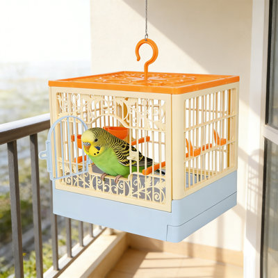 Cage à oiseaux en plastique avec plateau coulissant inférieur, 2 lb, bleu