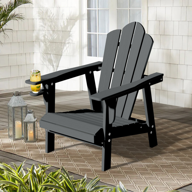 Devito All-Weather Resistant HDPE Plastic Oversize Adirondack Chair, Gray