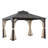 Sunjoy 10 x 12ft. Metal Gazebo Outdoor Patio Black Anti-Rust Aluminum Frame Gazebo, Double Tiered Gazebo with Ceiling Hook and Mesh Netting-115236532