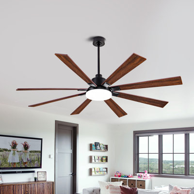 72 Inch 8-Blade Ceiling Fan with Dimmable 3CCT LED Light & Remote Control, Quiet Reversible DC Motor, Memory Light Function, Damp Rated Indoor Outdoor Large Ceiling Fan for Farmhouse, Great Room, Patio & Gazebo