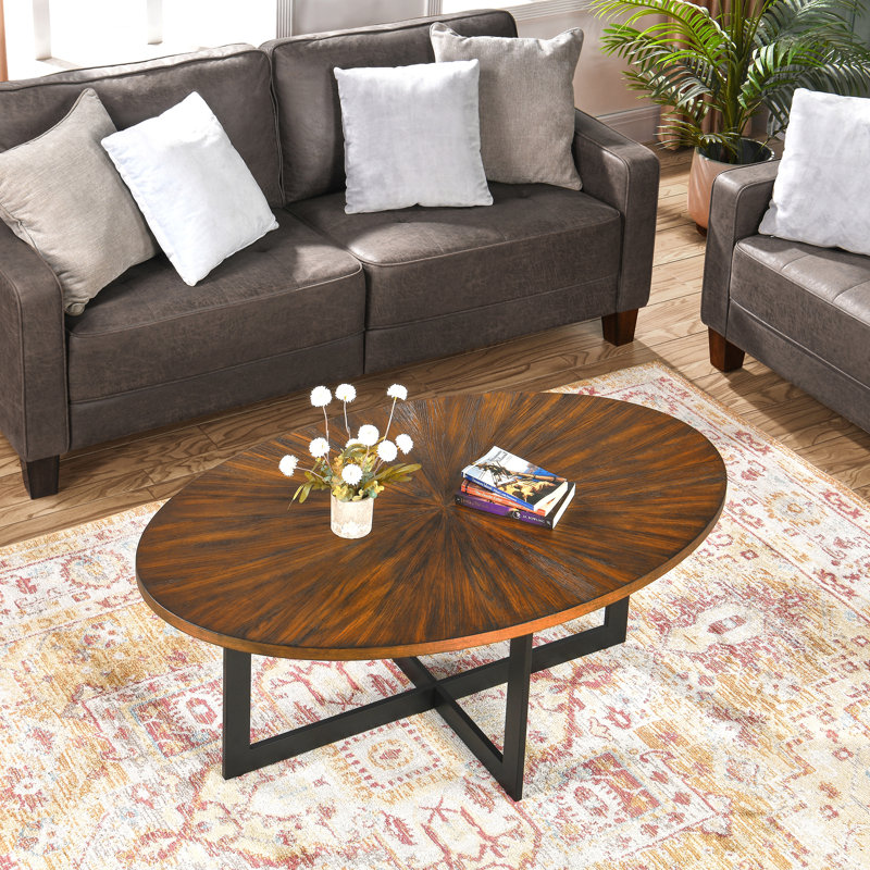 Oval Coffee Table with Open Shelf, Dark Brown